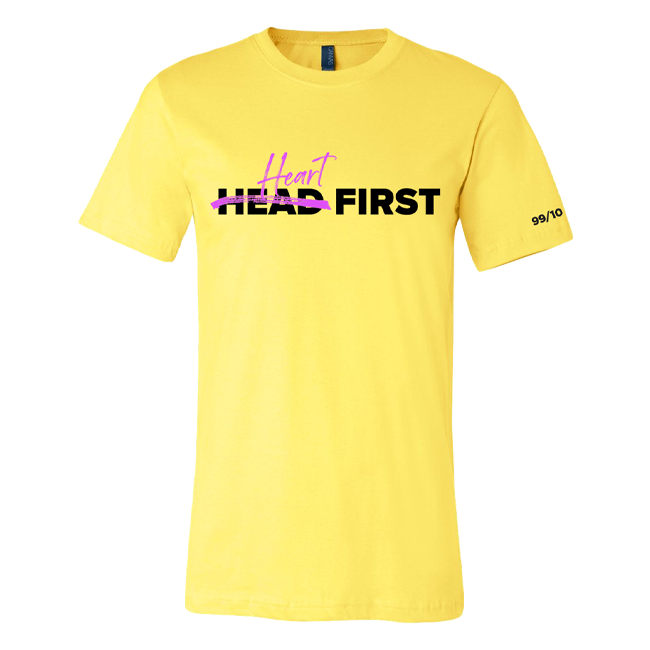 Head scratch heart first yellow tee Sarah Reeves 