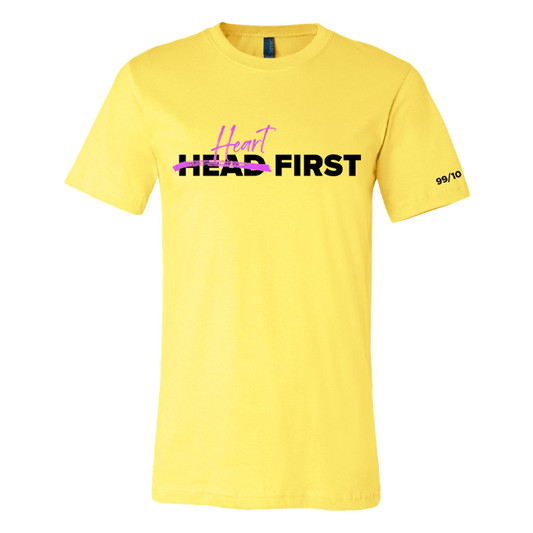 Head scratch heart first yellow tee Sarah Reeves