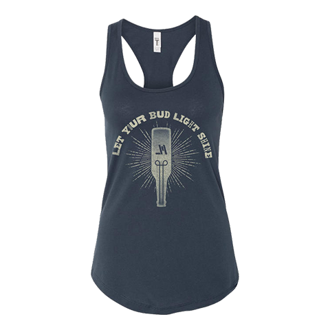 Let your bud light shine bottle light bulb indigo tank front Jackson Michelson