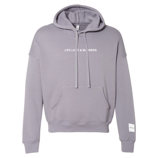 Life Love & Madness storm gray hoodie Sarah Reeves